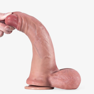 RealCock Ethan Fair Skin Tone - Realistic Silicone Dildo - Hand Grip Texture Closeup