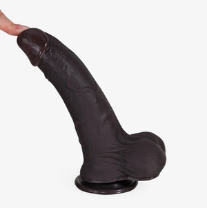 RealCock Jayden Dark Skin Tone - Realistic Silicone Dildo - Hand Grip Texture Closeup