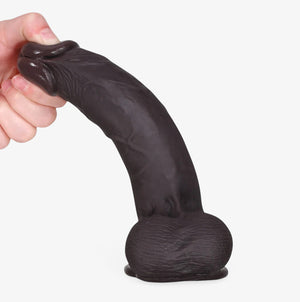 RealCock Jayden Dark Skin Tone - Realistic Silicone Dildo - Hand Grip Angled View