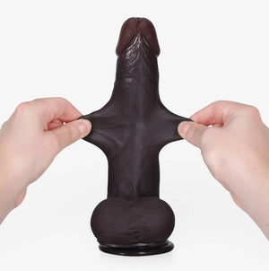 RealCock Jayden Dark Skin Tone - Realistic Silicone Dildo - Held in Hand Side Profile