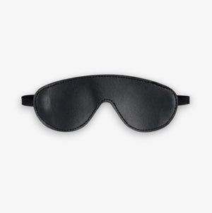 Leather Blindfold - Black - Soft Faux Leather Adjustable Blindfold for Bondage and Roleplay