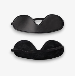 Leather Blindfold - Black - Soft Faux Leather Adjustable Blindfold for Bondage and Roleplay