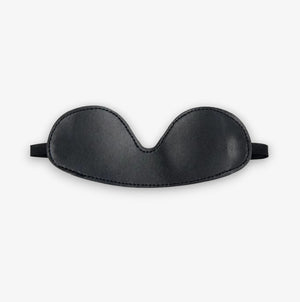 Leather Blindfold - Black - Soft Faux Leather Adjustable Blindfold for Bondage and Roleplay