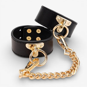 Leather Bondage Set - Black - Complete Leather Restraint Set for Controlled Bondage Play