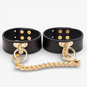 Leather Bondage Set - Black - Complete Leather Restraint Set for Controlled Bondage Play