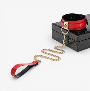 Leather Bondage Set - Red - Adjustable Genuine Leather Bondage Kit for Immersive Bedroom Scenarios