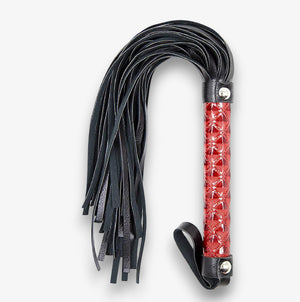 Leather Flogger - Red - Faux Leather Impact Flogger for Couples BDSM Roleplay