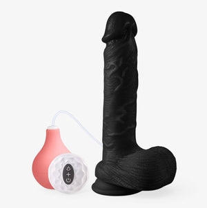 RealCock Luke Dark Skin Tone - Realistic Silicone Dildo - Front View with Remote
