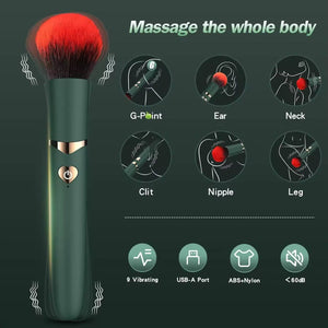 Makeup Brush Green - whole body massage brush vibrator - RealCock Toys