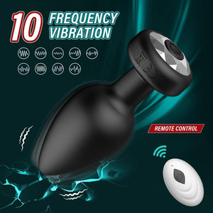 Prostate Hush Black Silicone Prostate Massager - Remote Control Anal Vibrator