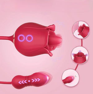 Rose Toy Vibrator - Rose - Dual-Action Clitoral and G-Spot Vibrator with Tongue-Like Stimulation