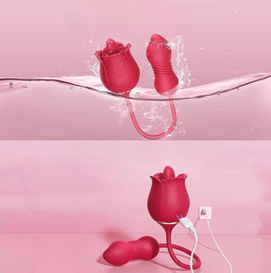 Rose Toy Vibrator - Rose - Dual-Action Clitoral and G-Spot Vibrator with Tongue-Like Stimulation
