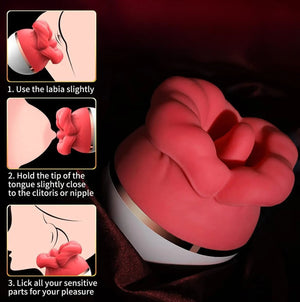 Soft Tongue Vibrator - Red - Rechargeable Clitoral Vibrator with Lifelike Tongue Motion