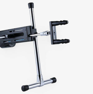 Vac-U-Lock® Compatible Quick Connect Doubler Plug Black - attached to sex machine rod - installed side view