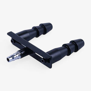 Vac-U-Lock® Compatible Quick Connect Doubler Plug Black - anodized aluminum dual plug adapter - side angle view