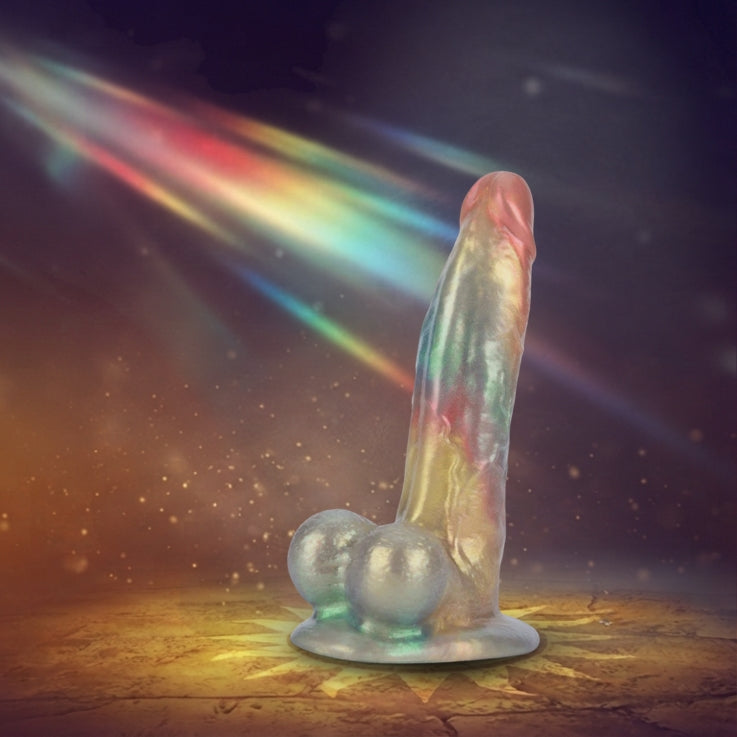 Solaris realistic dildo with holographic rainbow finish by RealCock Toys
