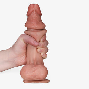 RealCock Jayden Fair Skin Tone - Realistic Silicone Dildo - Held in Hand Front View