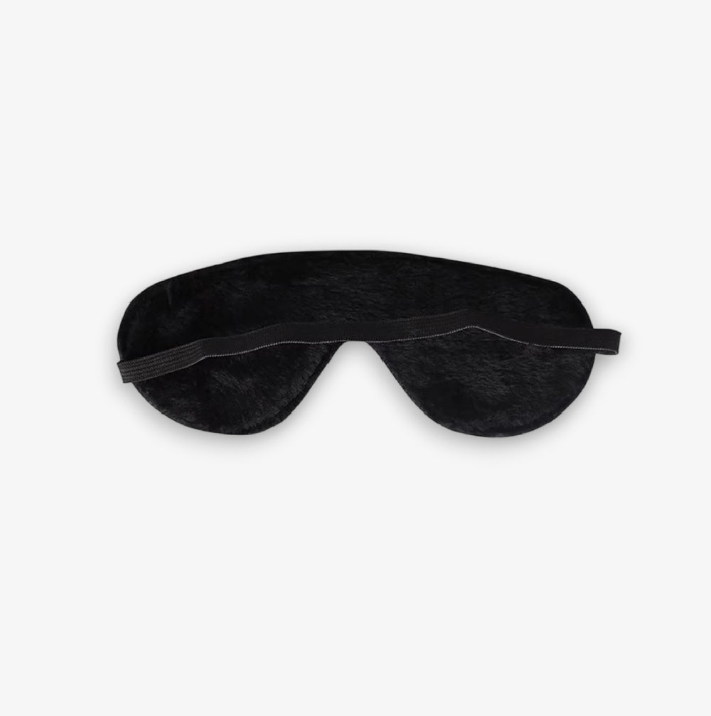 Leather Blindfold - Black - Soft Faux Leather Adjustable Blindfold for Bondage and Roleplay