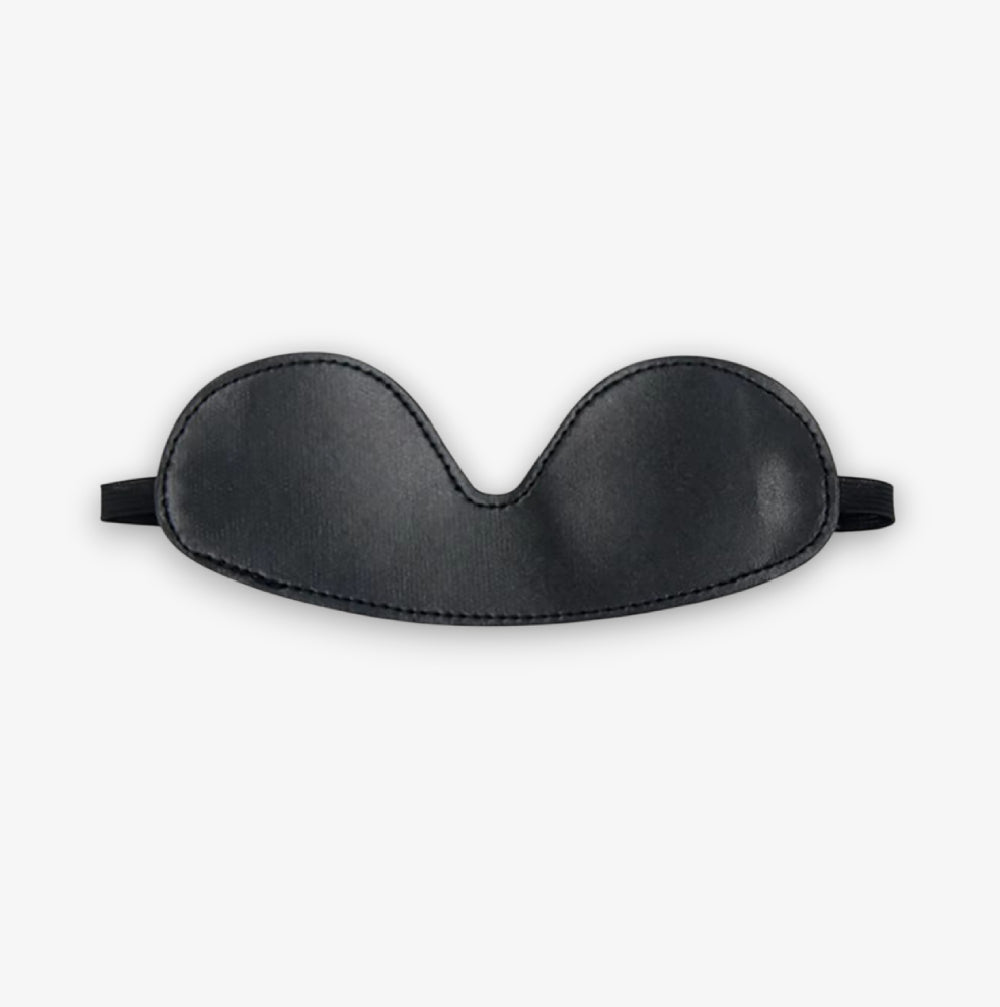 Leather Blindfold - Black - Soft Faux Leather Adjustable Blindfold for Bondage and Roleplay