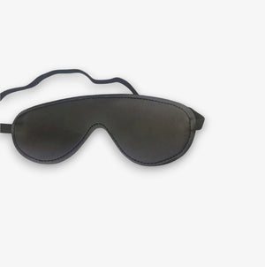 Leather Blindfold - Black - Soft Faux Leather Adjustable Blindfold for Bondage and Roleplay