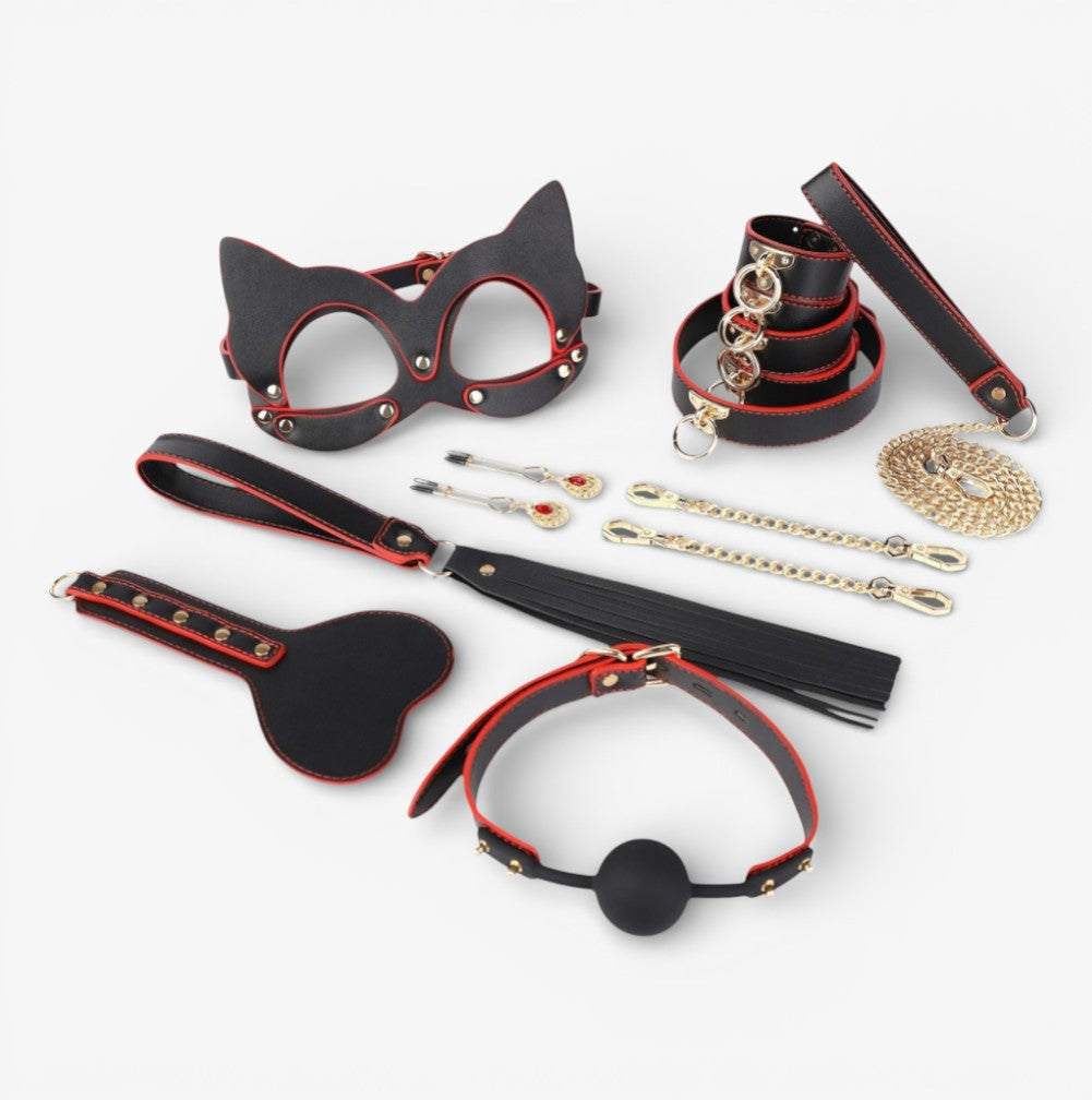 LEATHER BONDAGE SET - Complete leather bondage restraint set