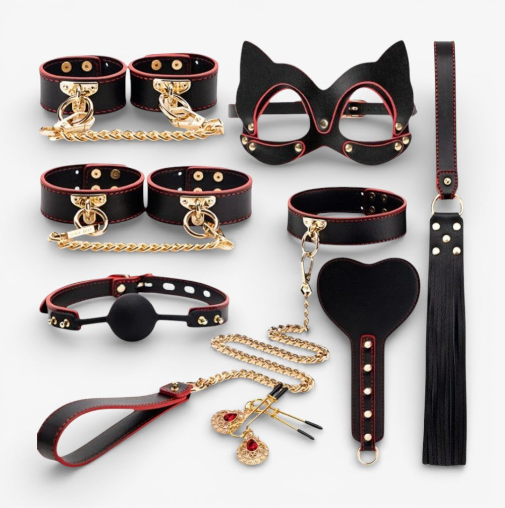 LEATHER BONDAGE SET - Complete leather bondage restraint set