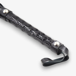 Leather Flogger - Black - Premium Faux Leather BDSM Flogger with Textured Handle