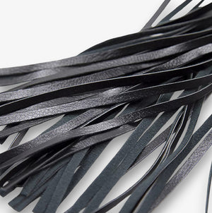 Leather Flogger - Black - Premium Faux Leather BDSM Flogger with Textured Handle