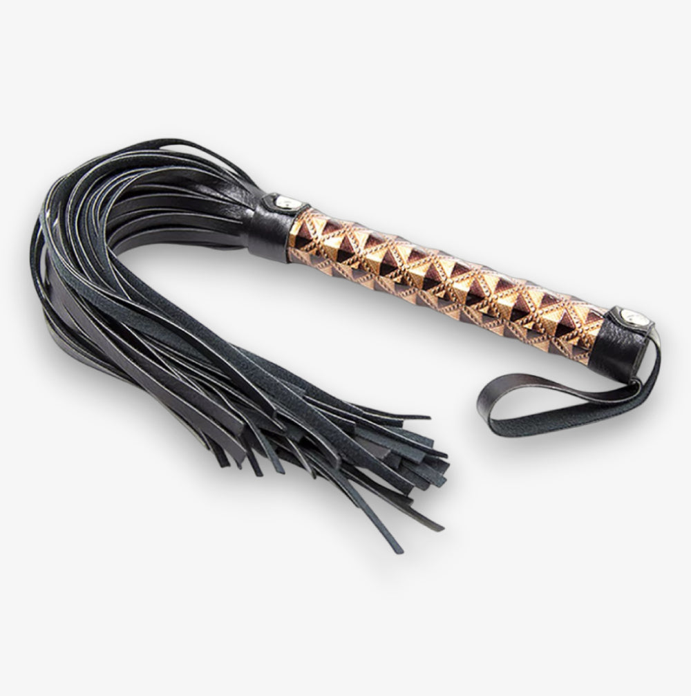 Leather Flogger - Golden - Elegant Faux Leather Flogger for Sensual Bondage Play