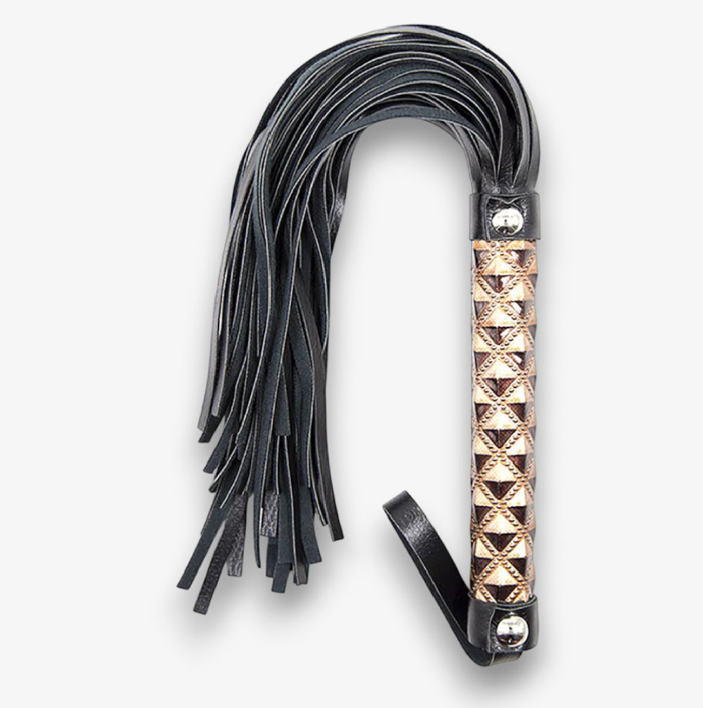 Leather Flogger - Golden - Elegant Faux Leather Flogger for Sensual Bondage Play