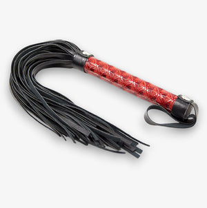 Leather Flogger - Red - Faux Leather Impact Flogger for Couples BDSM Roleplay