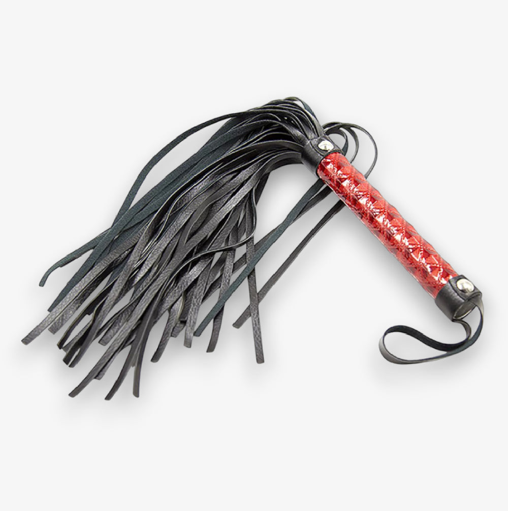 Leather Flogger - Red - Faux Leather Impact Flogger for Couples BDSM Roleplay