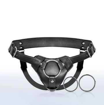 LEATHER STRAP ON HARNESS RealCock Toys Realistic Dildos Premium Strap Ons