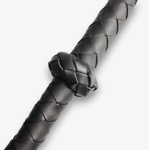 Leather Whip - Black - Hand-Braided Faux Leather BDSM Whip with Firm Grip Handle