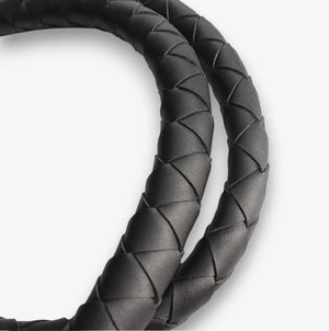 Leather Whip - Black - Hand-Braided Faux Leather BDSM Whip with Firm Grip Handle
