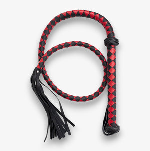 Leather Whip - Red - Durable Faux Leather Dominance Whip for Sensual Impact Play
