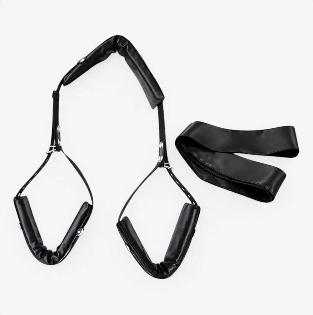 Leg Spreader Bondage Harness - Full Set with Blindfold - RealCock Toys