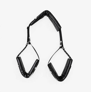 Leg Spreader Bondage Harness - Black Vegan Leather - RealCock Toys