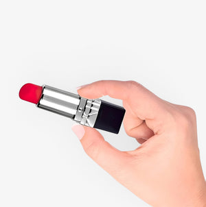 Lipstick Bullet Silver - mini lipstick vibrator held in hand - RealCock Toys
