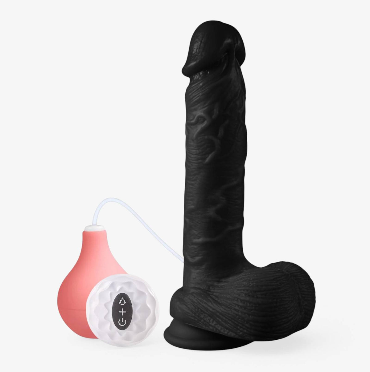 RealCock Luke Dark Skin Tone - Realistic Silicone Dildo - Front View with Remote