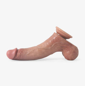 RealCock Suction Cup Mason Medium Skin Tone - Realistic Silicone Dildo - Angled Top View