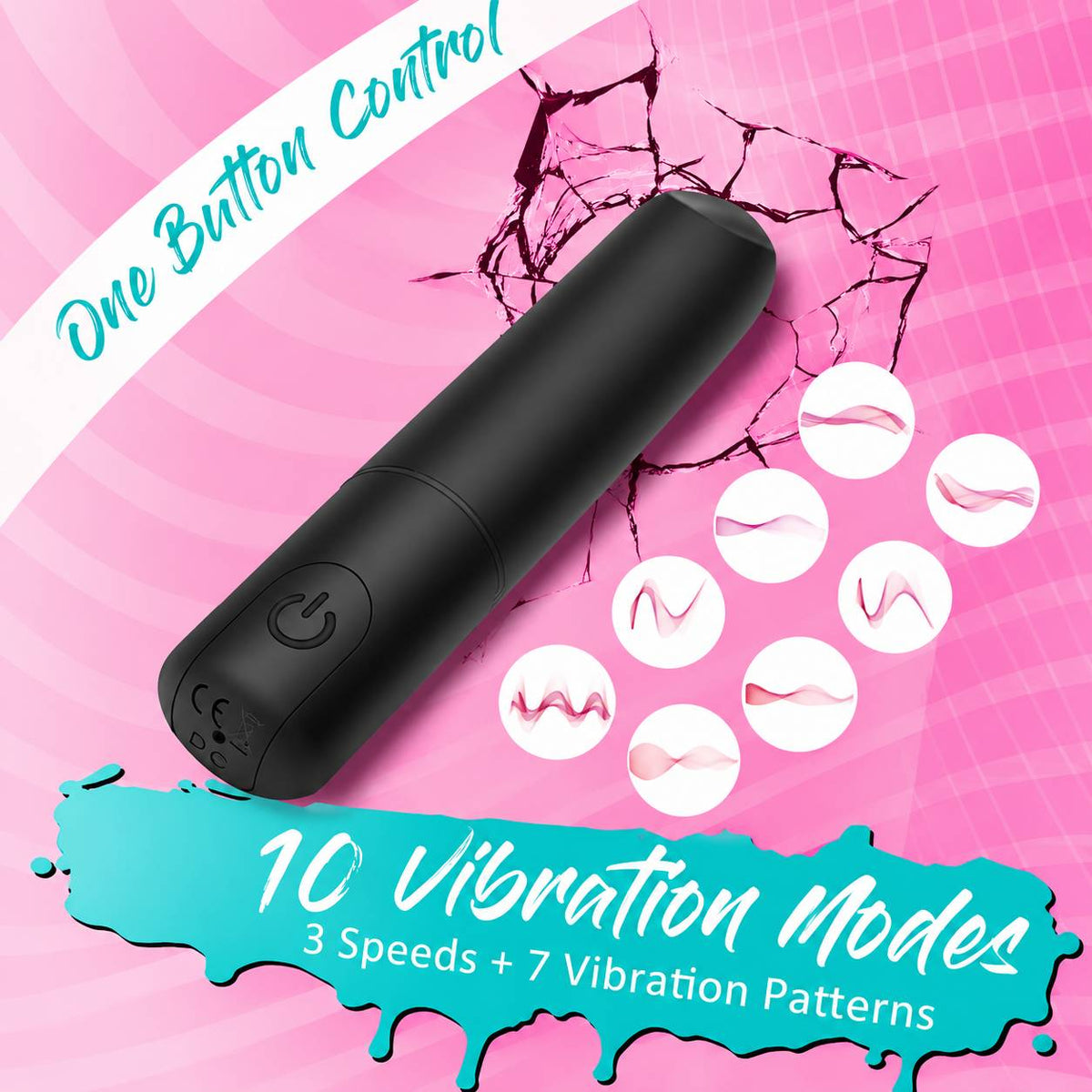 	Pocket Bullet Black - 10 vibration modes one button control - RealCock Toys