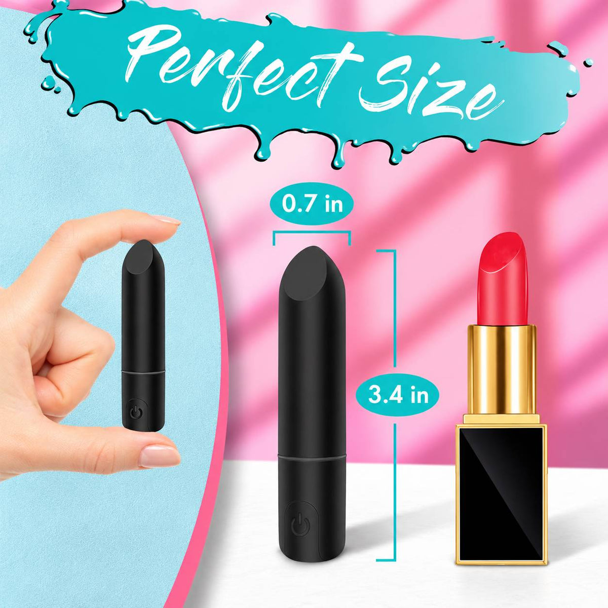 Pocket Bullet Black - mini lipstick vibrator 3.4 inch size - RealCock Toys