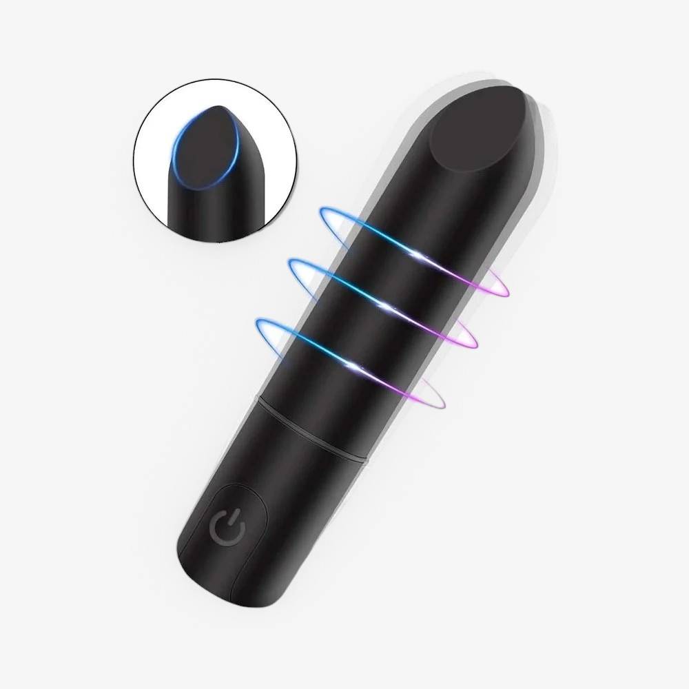 Pocket Bullet Black - powerful slanted tip bullet vibrator - RealCock Toys