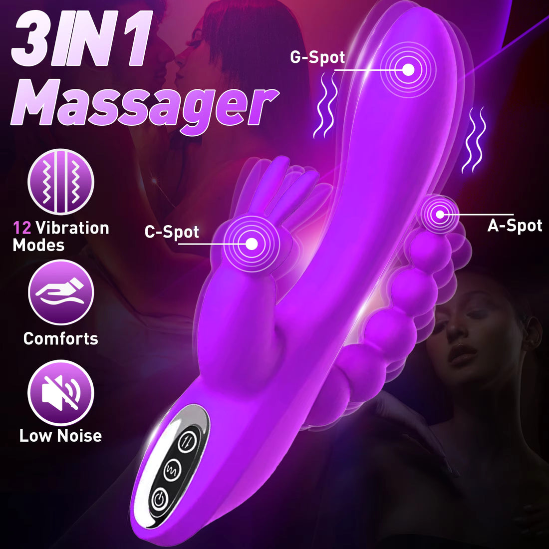 Rabbit Massager Vibrator Powerful Triple-Point Pleasure