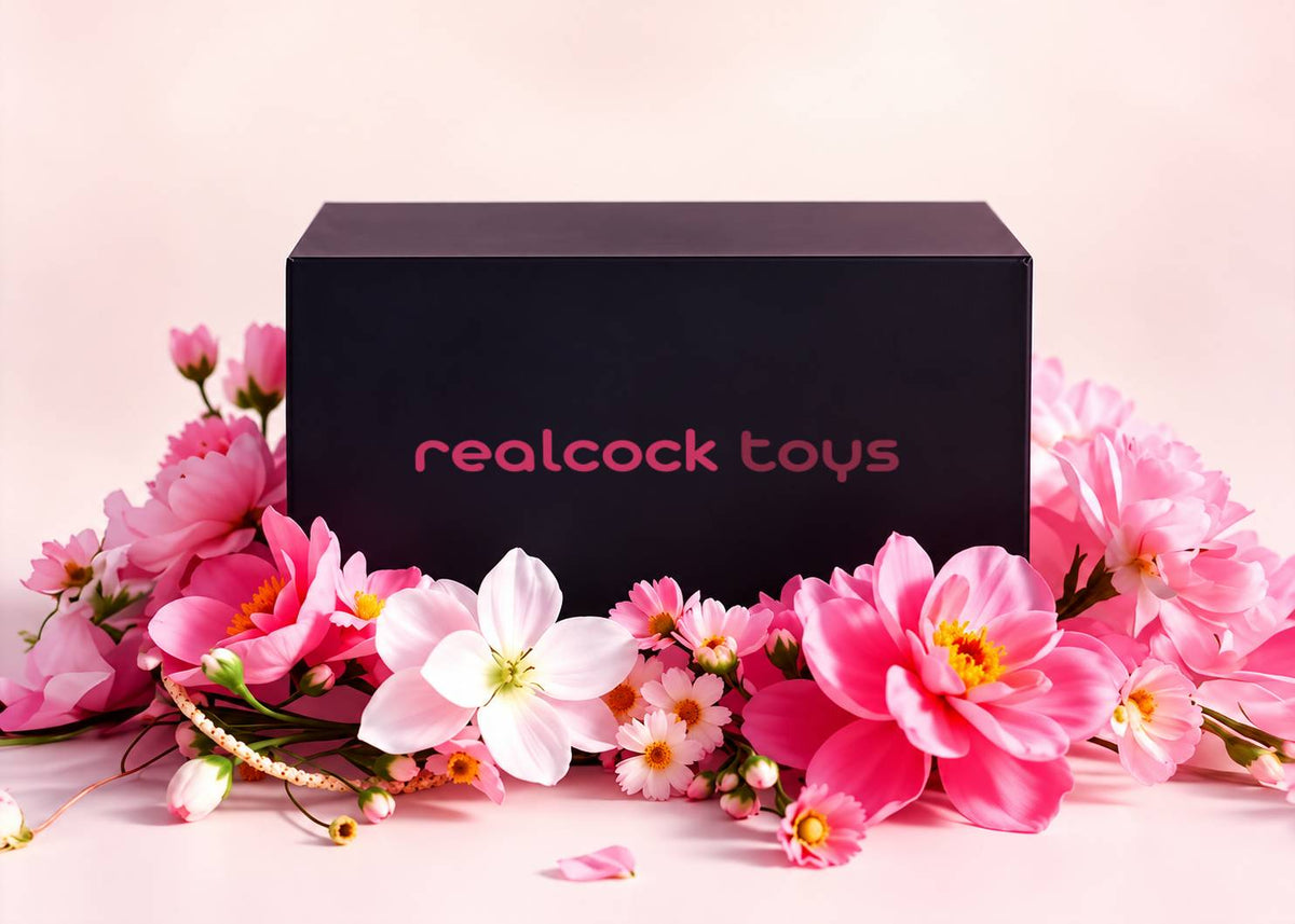 RealCock Toys Dildos Collection - Premium Realistic Silicone Dildos - Branded Gift Box with Pink Flowers