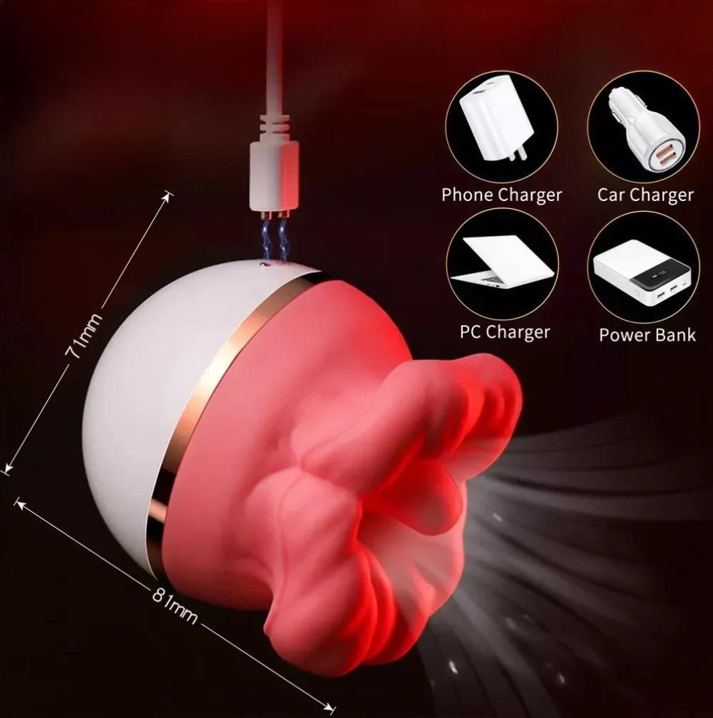 Soft Tongue Vibrator - Red - Rechargeable Clitoral Vibrator with Lifelike Tongue Motion