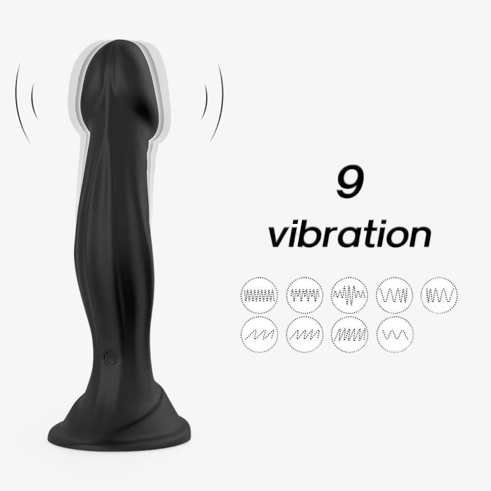 Swirl Vibe Black - 9 vibration modes vibrating dildo - RealCock Toys
