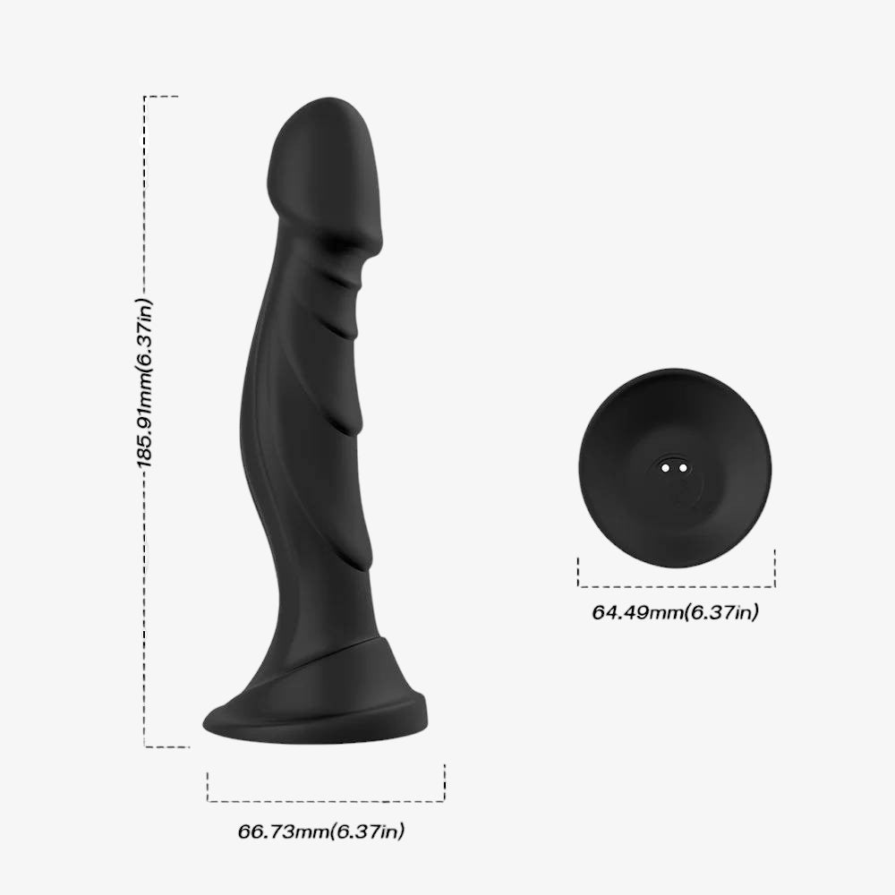 Swirl Vibe Black - vibrating dildo size and suction base - RealCock Toys