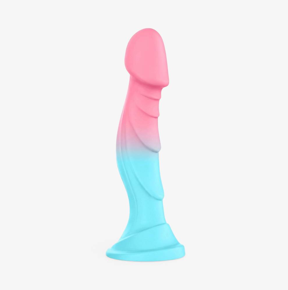Swirl Vibe Cotton Candy - pink and blue vibrating dildo - RealCock Toys